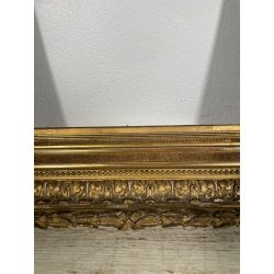ANTICA GRANDE CORNICE BAROCCA DORATA epoca 800 OLD LEGNO FOGLIA ORO 58 X 71 CM