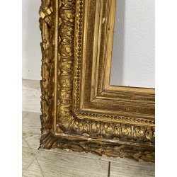 ANTICA GRANDE CORNICE BAROCCA DORATA epoca 800 OLD LEGNO FOGLIA ORO 58 X 71 CM