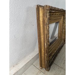 ANTICA GRANDE CORNICE BAROCCA DORATA epoca 800 OLD LEGNO FOGLIA ORO 58 X 71 CM