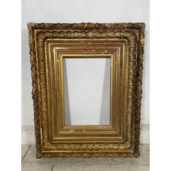 ANTICA GRANDE CORNICE BAROCCA DORATA epoca 800 OLD LEGNO FOGLIA ORO 58 X 71 CM