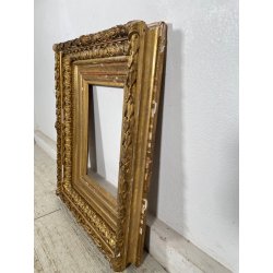 ANTICA GRANDE CORNICE BAROCCA DORATA epoca 800 OLD LEGNO FOGLIA ORO 58 X 71 CM