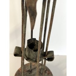 ANTICO candeliere PORTA CANDELA ferro battuto LUME BUGIA epoca 1600 fatto a mano