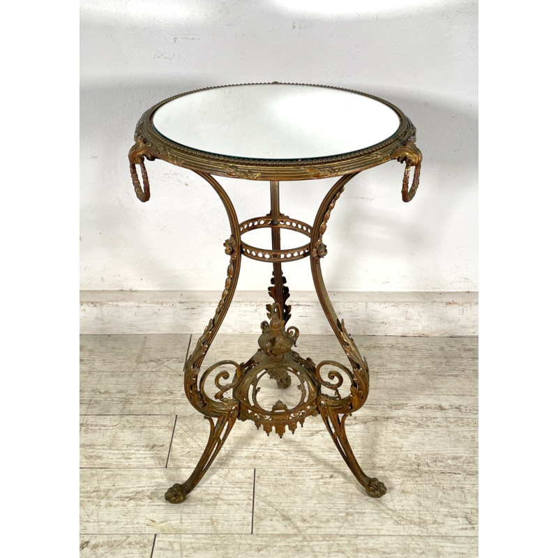 ANTICO RARO TAVOLINO TRESPOLO LIBERTY VITTORIANO OTTONE EPOCA 1800 SPECCHIO OLD