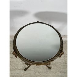 ANTICO RARO TAVOLINO TRESPOLO LIBERTY VITTORIANO OTTONE EPOCA 1800 SPECCHIO OLD