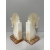 ANTICA COPPIA FERMALIBRI CAVALLO PIETRA ONICE HORSE BOOKENDS 1980