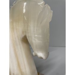 ANTICA COPPIA FERMALIBRI CAVALLO PIETRA ONICE HORSE BOOKENDS 1980