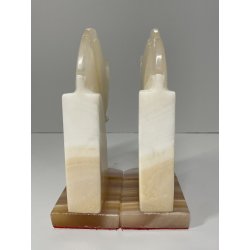 ANTICA COPPIA FERMALIBRI CAVALLO PIETRA ONICE HORSE BOOKENDS 1980