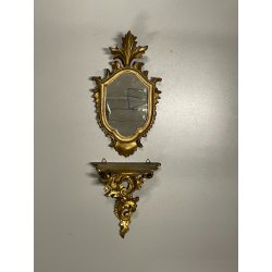 elegante piccola CONSOLE con SPECCHIERA DORATA epoca '900 stile BAROCCO legno