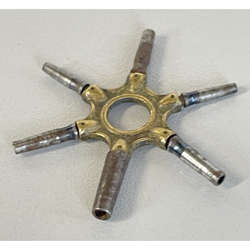 antica CHIAVE A STELLA ottone acciaio fine 800 RARA CHIAVE A RAGNO per OROLOGI