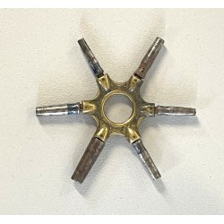 antica CHIAVE A STELLA ottone acciaio fine 800 RARA CHIAVE A RAGNO per OROLOGI