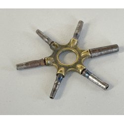 antica CHIAVE A STELLA ottone acciaio fine 800 RARA CHIAVE A RAGNO per OROLOGI