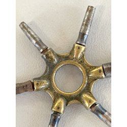 antica CHIAVE A STELLA ottone acciaio fine 800 RARA CHIAVE A RAGNO per OROLOGI