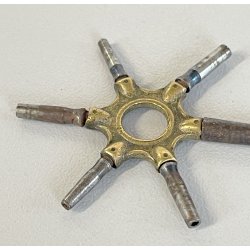antica CHIAVE A STELLA ottone acciaio fine 800 RARA CHIAVE A RAGNO per OROLOGI