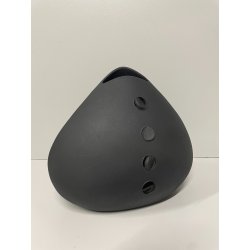 PICCOLO VASO CARAMICA DESIGN NERO OPACO FUTURISTA BOCCA VINTAGE EPOCA 1980