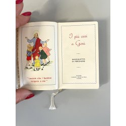 vecchio LIBRO di PREGHIERE ILLUSTRATO per BAMBINI tascabile religioso anni 70