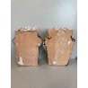 ANTICA COPPIA TESTE DI MORO CERAMICA CALTAGIRONE APPENDIBILI A MURO VASO 1970
