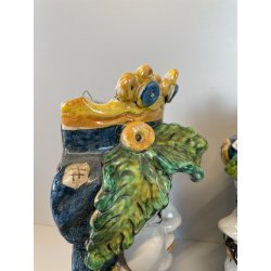 ANTICA COPPIA TESTE DI MORO CERAMICA CALTAGIRONE APPENDIBILI A MURO VASO 1970