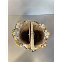 ANTICA COPPIA TESTE DI MORO CERAMICA CALTAGIRONE APPENDIBILI A MURO VASO 1970