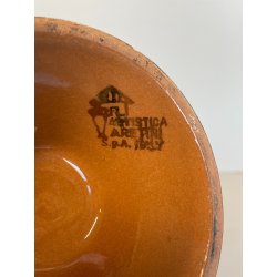 ANTICO VASO CERAMICA Zulimo Aretini DECORO CAVALLI SMALTO POLICROMO ORO 1950