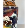 ANTICO VASO CERAMICA Zulimo Aretini DECORO CAVALLI SMALTO POLICROMO ORO 1950