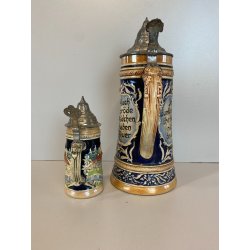 COPPIA BOCCALE BIRRA CERAMICA VINTAGE LIDED BEER STAIN Reinhold Markelbach '70