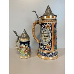 COPPIA BOCCALE BIRRA CERAMICA VINTAGE LIDED BEER STAIN Reinhold Markelbach '70