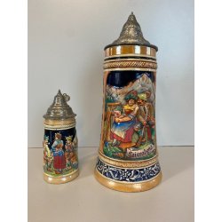 COPPIA BOCCALE BIRRA CERAMICA VINTAGE LIDED BEER STAIN Reinhold Markelbach '70