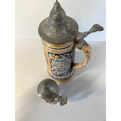 COPPIA BOCCALE BIRRA CERAMICA VINTAGE LIDED BEER STAIN Reinhold Markelbach '70