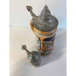 COPPIA BOCCALE BIRRA CERAMICA VINTAGE LIDED BEER STAIN Reinhold Markelbach '70