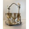 SET SERVIZIO per 4 UOVA ALLA COQUE BREAKFAST EGGS HOLDER METALLO ARGENTATO UK