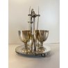 SET SERVIZIO per 4 UOVA ALLA COQUE BREAKFAST EGGS HOLDER METALLO ARGENTATO UK