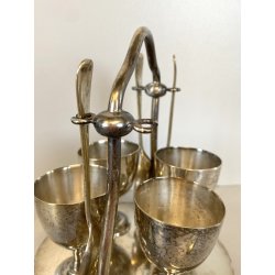SET SERVIZIO per 4 UOVA ALLA COQUE BREAKFAST EGGS HOLDER METALLO ARGENTATO UK