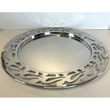 VASSOIO ALESSI ETHNO DESIGN ACCIAIO INOX GIROTONDO ø 40 cm VINTAGE TRAY PIATTO