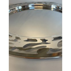 VASSOIO ALESSI ETHNO DESIGN ACCIAIO INOX GIROTONDO ø 40 cm VINTAGE TRAY PIATTO