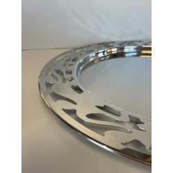 VASSOIO ALESSI ETHNO DESIGN ACCIAIO INOX GIROTONDO ø 40 cm VINTAGE TRAY PIATTO