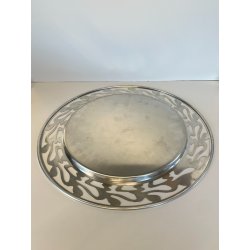 VASSOIO ALESSI ETHNO DESIGN ACCIAIO INOX GIROTONDO ø 40 cm VINTAGE TRAY PIATTO