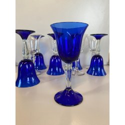 Lotto n° 10 CALICI BLU COBALTO e TRASPARENTE BICCHIERI ø 7,2 x 17,5 cm/h