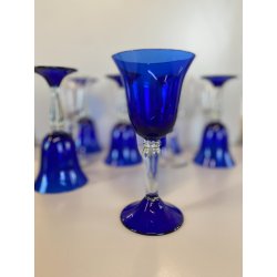 Lotto n° 10 CALICI BLU COBALTO e TRASPARENTE BICCHIERI ø 7,2 x 17,5 cm/h