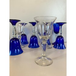 Lotto n° 10 CALICI BLU COBALTO e TRASPARENTE BICCHIERI ø 7,2 x 17,5 cm/h