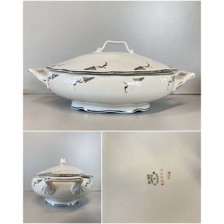 ZUPPIERA RISOTTIERA LEGUMIERA CERAMICA RICHARD GINORI DECORO ARGENTATO ART DECO