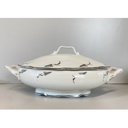 ZUPPIERA RISOTTIERA LEGUMIERA CERAMICA RICHARD GINORI DECORO ARGENTATO ART DECO