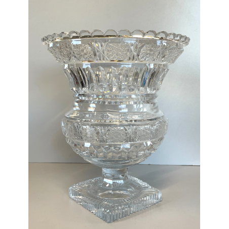GRANDE COPPA CENTROTAVOLA CRISTALLO BOEMIA MOLATO BOWL CUP ø 25 x 28 cm/h 1960