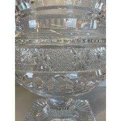 GRANDE COPPA CENTROTAVOLA CRISTALLO BOEMIA MOLATO BOWL CUP ø 25 x 28 cm/h 1960