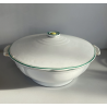 ZUPPIERA CERAMICA DECORO PROFILO DOPPIA LINEA VERDE ORO VINTAGE ANNI '40 - ø25cm