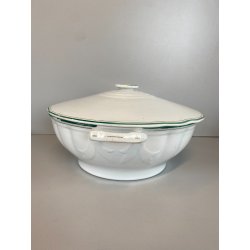 ZUPPIERA CERAMICA DECORO PROFILO DOPPIA LINEA VERDE ORO VINTAGE ANNI '40 - ø25cm