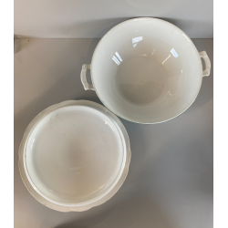 ZUPPIERA CERAMICA DECORO PROFILO DOPPIA LINEA VERDE ORO VINTAGE ANNI '40 - ø25cm