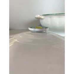 ZUPPIERA CERAMICA DECORO PROFILO DOPPIA LINEA VERDE ORO VINTAGE ANNI '40 - ø25cm