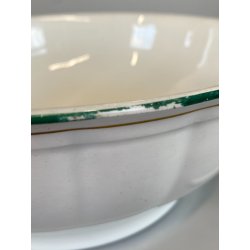 ZUPPIERA CERAMICA DECORO PROFILO DOPPIA LINEA VERDE ORO VINTAGE ANNI '40 - ø25cm
