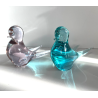 COPPIA UCCELLINI VETRO DI MURANO BIRDS GLASS VINTAGE ANNI 70 PURPLE SKY BLUE h11