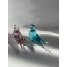 COPPIA UCCELLINI VETRO DI MURANO BIRDS GLASS VINTAGE ANNI 70 PURPLE SKY BLUE h11